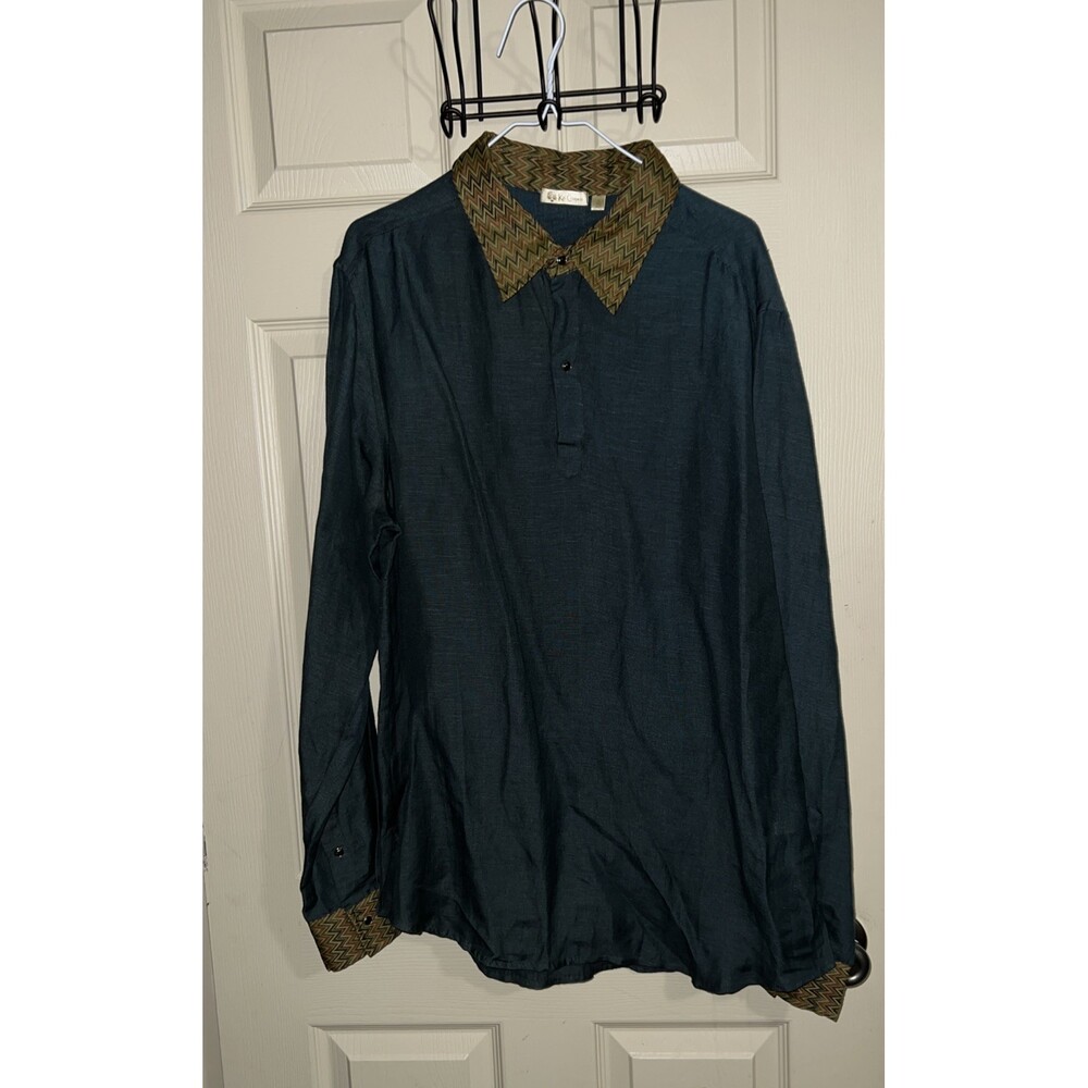 Kit Cornell Men’s Tunic Shirt Dark Forest Green XL from India Beautiful 😍
